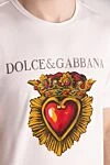 Dolce & Gabbana White cotton T-shirt for men - logo embossing, heart pattern. 100% cotton. Country of manufacture: Italy. Care: specialized cleaning - photo 5