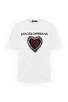 Dolce & Gabbana White cotton T-shirt for men - logo embossing, heart pattern. 100% cotton. Country of manufacture: Italy. Care: specialized cleaning - photo 1