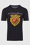 Dolce & Gabbana Black cotton T-shirt for men - logo embossing, heart pattern. 100% cotton. Country of manufacture: Italy. Care: specialized cleaning - photo 1