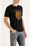 Dolce & Gabbana Black cotton T-shirt for men - logo embossing, heart pattern. 100% cotton. Country of manufacture: Italy. Care: specialized cleaning - photo 3