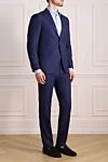 Sartoria Latorre Костюм мужской из шерсти синий - Шлица. 100% шерсть. Пуговицы, крючок. Нагрудный карман, два кармана с клапанами. Карманы (внутренние): Три кармана. Два боковых кармана, два кармана сзади на пуговицах. 100% купро. Страна производитель: Италия. Уход: специализированная чистка - фото 3