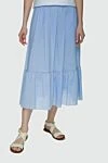 Rocco Ragni Blue cotton skirt for women - ruffles. 97% cotton, 3% elastane. elastic belt. Country of manufacture: Italy. Care: specialized cleaning - photo 3