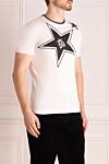 Dolce & Gabbana White cotton T-shirt for men - logo embossing, star pattern. 100% cotton. Country of manufacture: Italy. Care: specialized cleaning - photo 3