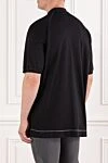 Black cotton polo shirt with a structured relief pattern for men Cortigiani - Embossed pattern, contrasting inserts. 100% cotton. Closure: Zipper. Country of origin: Italy. Care: specialized cleaning - photo 4