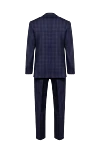 Костюм шерстяной синий клетчатый мужской Lubiam - Шлица, узор клетка. 100% шерсть. Пуговицы, крючок. Нагрудный карман, два кармана с клапанами. Карманы (внутренние): Три кармана. Два боковых кармана, два кармана сзади на пуговицах. 100% купро. Страна производитель: Италия. Уход: специализированная чистка - фото 6