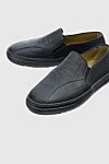 Tardini Black alligator moccasins for men - textured leather, perforation. alligator skin. lacing. Insole: leather. Country of manufacture: Italy. Care: specialized cleaning - photo 5