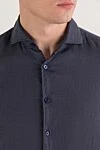 Orian Men's shirt made of deep dark blue linen
- 100% linen. Closure: buttons. Country of origin: Italy. Care: specialized cleaning - photo 5