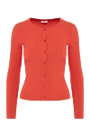 Peserico Orange viscose and polyamide cardigan for women - buttons. textured stripes. 80% viscose, 20% polyamide. Country of manufacture: Italy. Care: specialized cleaning - photo 1