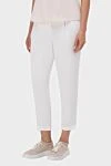 Peserico White linen trousers for women - free cut. four pockets. 100% linen. elastic belt, tie. Country of manufacture: Italy. Care: specialized cleaning - photo 3