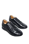 Cesare di Napoli Black alligator sneakers for men - textured leather. 100% alligator skin. lacing. sole height 2cm. Country of manufacture: Italy. Care: specialized cleaning - photo 3