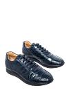 Cesare di Napoli Blue crocodile leather sneakers for men - textured leather. 100% crocodile skin. lacing. sole height 2cm. Country of manufacture: Italy. Care: specialized cleaning - photo 3