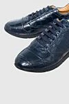 Cesare di Napoli Blue crocodile leather sneakers for men - textured leather. 100% crocodile skin. lacing. sole height 2cm. Country of manufacture: Italy. Care: specialized cleaning - photo 5