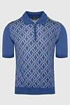 Cesare di Napoli Silk polo blue for men - Embossed pattern. 100% silk. Closure: Zipper. Country of origin: Italy. Care: specialized cleaning - photo 1