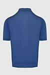 Cesare di Napoli Silk polo blue for men - Embossed pattern. 100% silk. Closure: Zipper. Country of origin: Italy. Care: specialized cleaning - photo 5