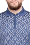 Silk polo blue for men Cesare di Napoli - Embossed pattern. 100% silk. Closure: Zipper. Country of origin: Italy. Care: specialized cleaning - photo 6