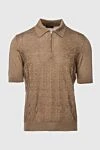 Cesare di Napoli Silk polo brown for men - Embossed pattern. 100% silk. Closure: Zipper. Country of manufacture: Italy. Care: specialized cleaning - photo 1