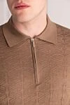 Cesare di Napoli Silk polo brown for men - Embossed pattern. 100% silk. Closure: Zipper. Country of manufacture: Italy. Care: specialized cleaning - photo 5