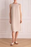 Beige viscose dress for women Peserico - button. sleeveless. 100% viscose. Country of manufacture: Italy. Care: specialized cleaning - photo 2