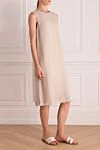 Peserico Beige viscose dress for women - button. sleeveless. 100% viscose. Country of manufacture: Italy. Care: specialized cleaning - photo 3