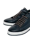 Barrett Blue leather sneakers for men - contrast sole. leather interior. 100% genuine leather. lacing. sole height 2cm. Insole: leather. Country of manufacture: Italy. Care: specialized cleaning - photo 5