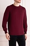 Brunello Cucinelli Burgundy wool and cashmere jumper for men - 90% wool, 10% cashmere. Country of origin: Italy. Care: specialized cleaning - photo 3