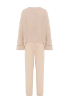 Max&Moi Women's beige wool and cashmere walking suit - natural fur, tie. 70% wool, 30% cashmere. two side trouser pockets. Country of manufacture: Italy. Care: specialized cleaning - photo 7