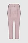 Peserico Pink viscose trousers for women - belt with a buckle. two pockets. 97% viscose, 3% elastane. button, zipper, belt. Country of manufacture: Italy. Care: specialized cleaning - photo 1