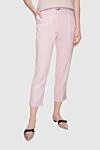 Peserico Pink viscose trousers for women - belt with a buckle. two pockets. 97% viscose, 3% elastane. button, zipper, belt. Country of manufacture: Italy. Care: specialized cleaning - photo 3