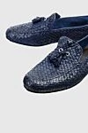 Andrea Ventura Blue leather loafers for men - weaving, tassels. leather interior. 100% leather. Country of manufacture: Italy. Care: specialized cleaning - photo 5