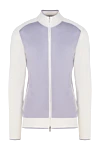 Cesare di Napoli Men's silk cardigan white - Combination of two colors, contrasting lines on cuffs and collar. 100% silk. Closure: Zipper. Two side pockets. Country of manufacture: Italy. Care: specialized cleaning - photo 1