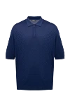 Cesare di Napoli Silk polo blue for men - Textured pattern. 100% silk. Closure: Zipper. Country of origin: Italy. Care: specialized cleaning - photo 1