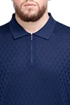 Cesare di Napoli Silk polo blue for men - Textured pattern. 100% silk. Closure: Zipper. Country of origin: Italy. Care: specialized cleaning - photo 5