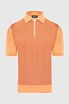 Cesare di Napoli Silk polo orange for men - Contrast cuffs and collar. 100% silk. Closure: Zipper. Country of origin: Italy. Care: specialized cleaning - photo 1