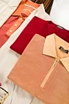 Cesare di Napoli Silk polo orange for men - Contrast cuffs and collar. 100% silk. Closure: Zipper. Country of origin: Italy. Care: specialized cleaning - photo 7