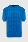 Cesare di Napoli Silk short sleeve jumper blue for men - Diamond pattern. Short sleeve. 100% silk. Country of origin: Italy. Care: specialized cleaning - photo 1