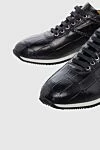 Tardini Black alligator sneakers for men - textured leather, contrast sole. alligator skin. lacing. height 2cm. Country of manufacture: Italy. Care: specialized cleaning - photo 5