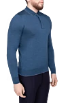 Svevo Long Sleeve Polo in Silk and Cashmere blue for men - Long sleeve. 80% cashmere, 20% silk. Closure: Buttons. Country of origin: Italy. Care: specialized cleaning - photo 3