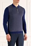 Svevo Wool long sleeve polo blue for men - Fantasy pattern. Long sleeve. 100% wool. Closure: Zipper. Country of manufacture: Italy. Care: specialized cleaning - photo 3