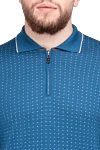 Svevo Long Sleeve Polo in Silk and Cashmere blue for men - Textured pattern, contrast stripe on the collar. Long sleeve. 80% cashmere, 20% silk. Closure: Zipper. Country of origin: Italy. Care: specialized cleaning - photo 5