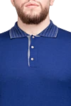 Svevo Long Sleeve Polo in Silk and Cashmere blue for men - Fantasy pattern on the collar. Long sleeve. 80% cashmere, 20% silk. Buttons. Country of origin: Italy. Care: specialized cleaning - photo 5