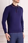 Svevo Wool long sleeve polo blue for men - Contrast Collar. Long sleeve. 100% wool. Buttons. Country of manufacture: Italy. Care: specialized cleaning - photo 3