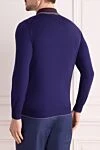 Wool long sleeve polo blue for men Svevo - Contrast Collar. Long sleeve. 100% wool. Buttons. Country of manufacture: Italy. Care: specialized cleaning - photo 4