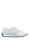 Cesare di Napoli White leather sneakers for men - perforation, contrast sole. leather interior. 100% leather. lacing. sole height 2cm. Country of manufacture: Italy. Care: specialized cleaning - photo 1