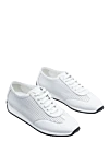 Cesare di Napoli White leather sneakers for men - perforation, contrast sole. leather interior. 100% leather. lacing. sole height 2cm. Country of manufacture: Italy. Care: specialized cleaning - photo 3