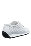 White leather sneakers for men Cesare di Napoli - perforation, contrast sole. leather interior. 100% leather. lacing. sole height 2cm. Country of manufacture: Italy. Care: specialized cleaning - photo 4