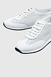 Cesare di Napoli White leather sneakers for men - perforation, contrast sole. leather interior. 100% leather. lacing. sole height 2cm. Country of manufacture: Italy. Care: specialized cleaning - photo 5