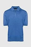 Cesare di Napoli Silk polo blue for men - Embossed pattern. 100% silk. Closure: Zipper. Country of manufacture: Italy. Care: specialized cleaning - photo 1