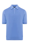 Cesare di Napoli Поло шелковое голубое с фактурным монохромным узором мужское - Рельефный узор. 100% шёлк. Молния. Страна производитель: Италия. Уход: специализированная чистка - фото 1