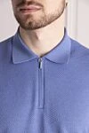 Cesare di Napoli Silk polo blue for men - Embossed pattern. 100% silk. Closure: Zipper. Country of manufacture: Italy. Care: specialized cleaning - photo 5