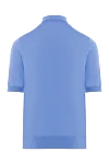 Поло шелковое голубое с фактурным монохромным узором мужское Cesare di Napoli - Рельефный узор. 100% шёлк. Молния. Страна производитель: Италия. Уход: специализированная чистка - фото 6